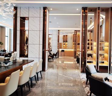 高端售樓部木紋膜貼膜實景案例-PVC裝飾貼膜